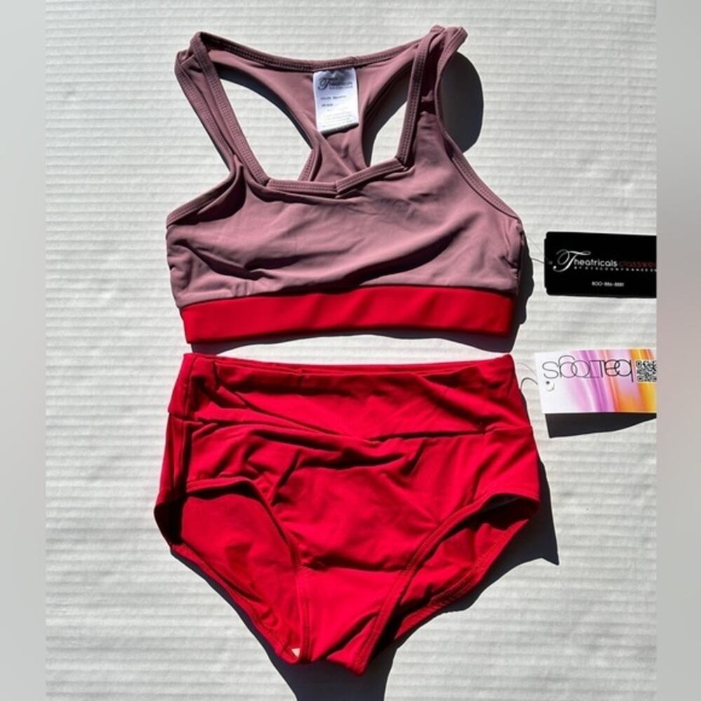 Baltogs brief bottoms red Theatricals crop top red CL NWT dance